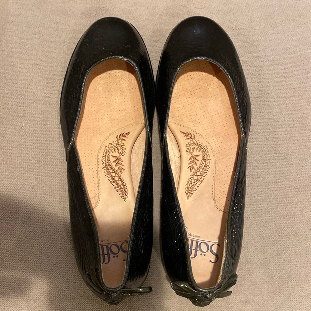 Sofft 1017511 Women Black Leather Lace Bow Heel Comfort Shoe Size 8.5 W